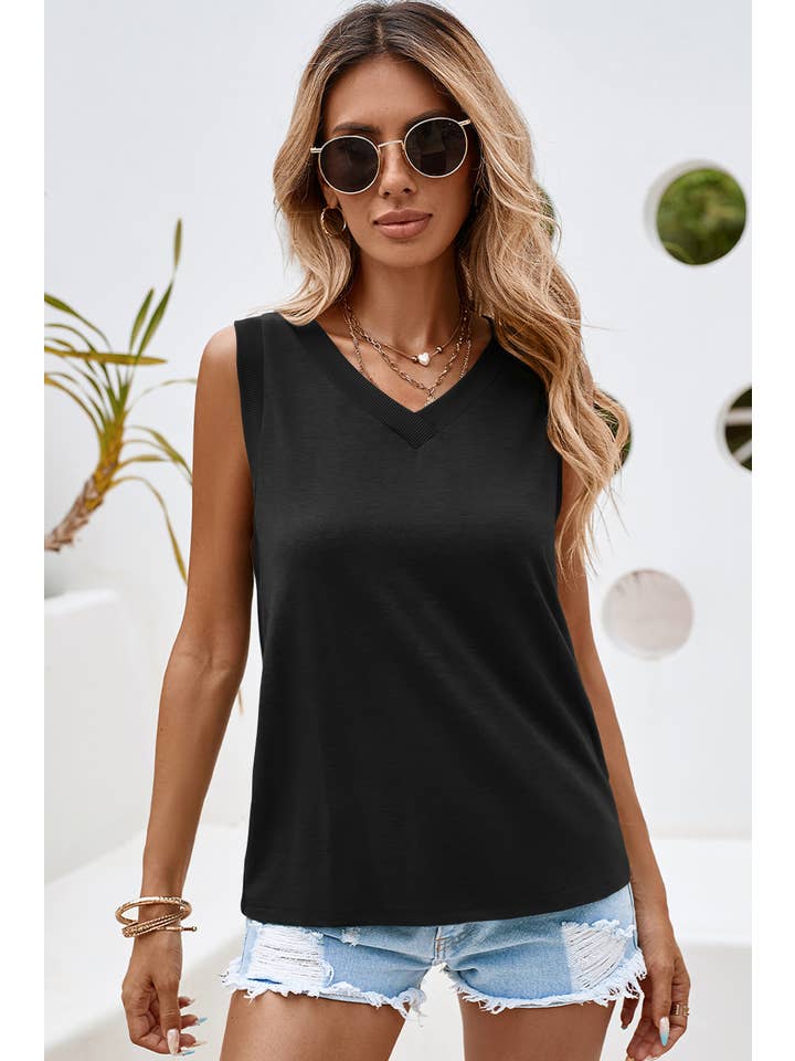 Little Daisy Closet - Wholesale Tank Top - Women's - LDC Ribbed V Neck Tank