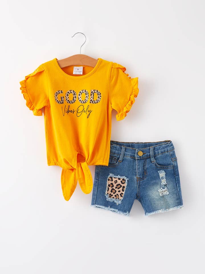 Rylee Faith Designs - Wholesale Top & Short Set - Kids - Girls Leopard Top+ Short Set