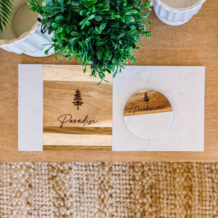 Circle Marmor+Acacia Destination Underlägg, Set med 4 för wholesale av Eastern Sequoia