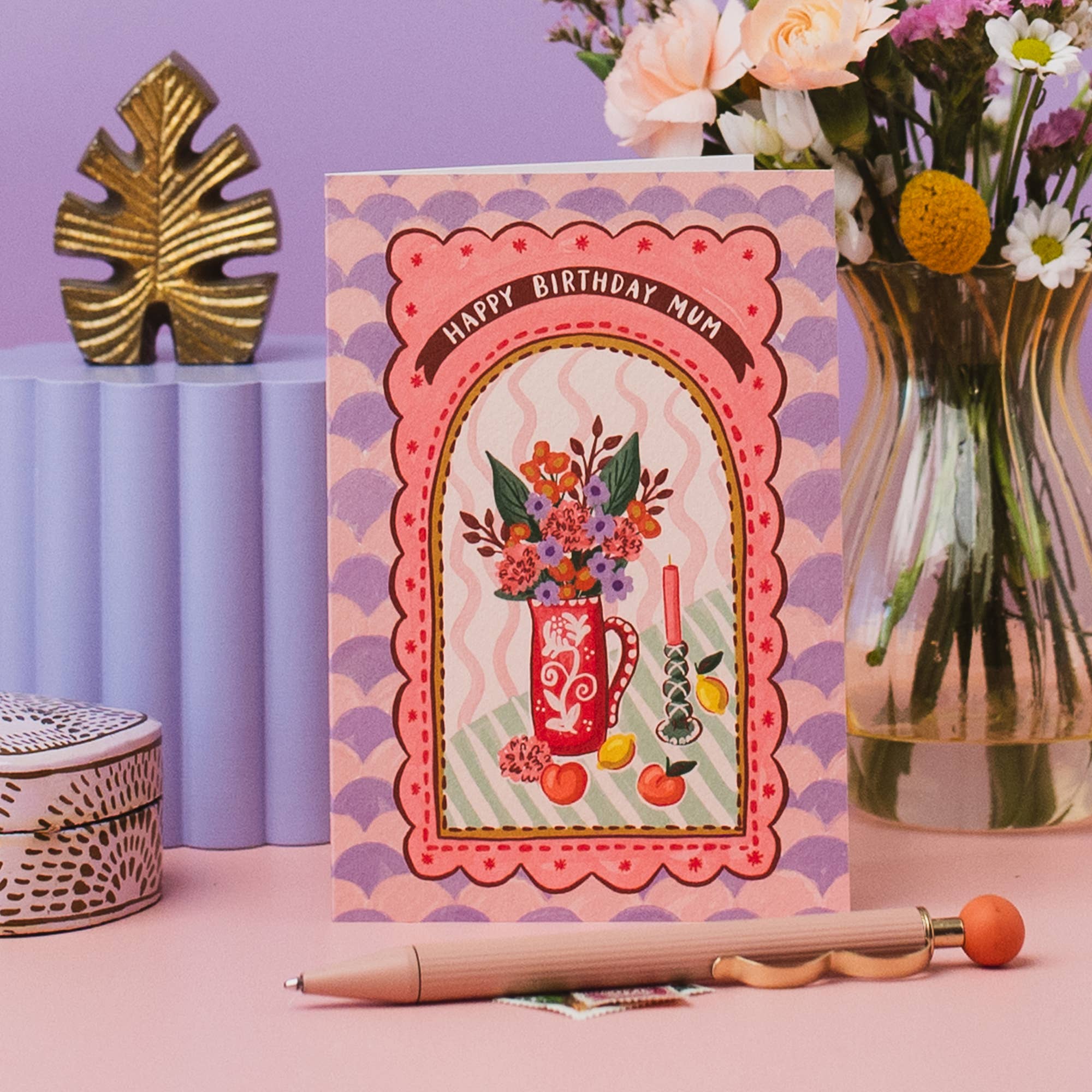 Jessie Maeve Studio - Wholesale Birthday Card - Mum Birthday Card - Maximalist Still Life Flowers & Fruit2