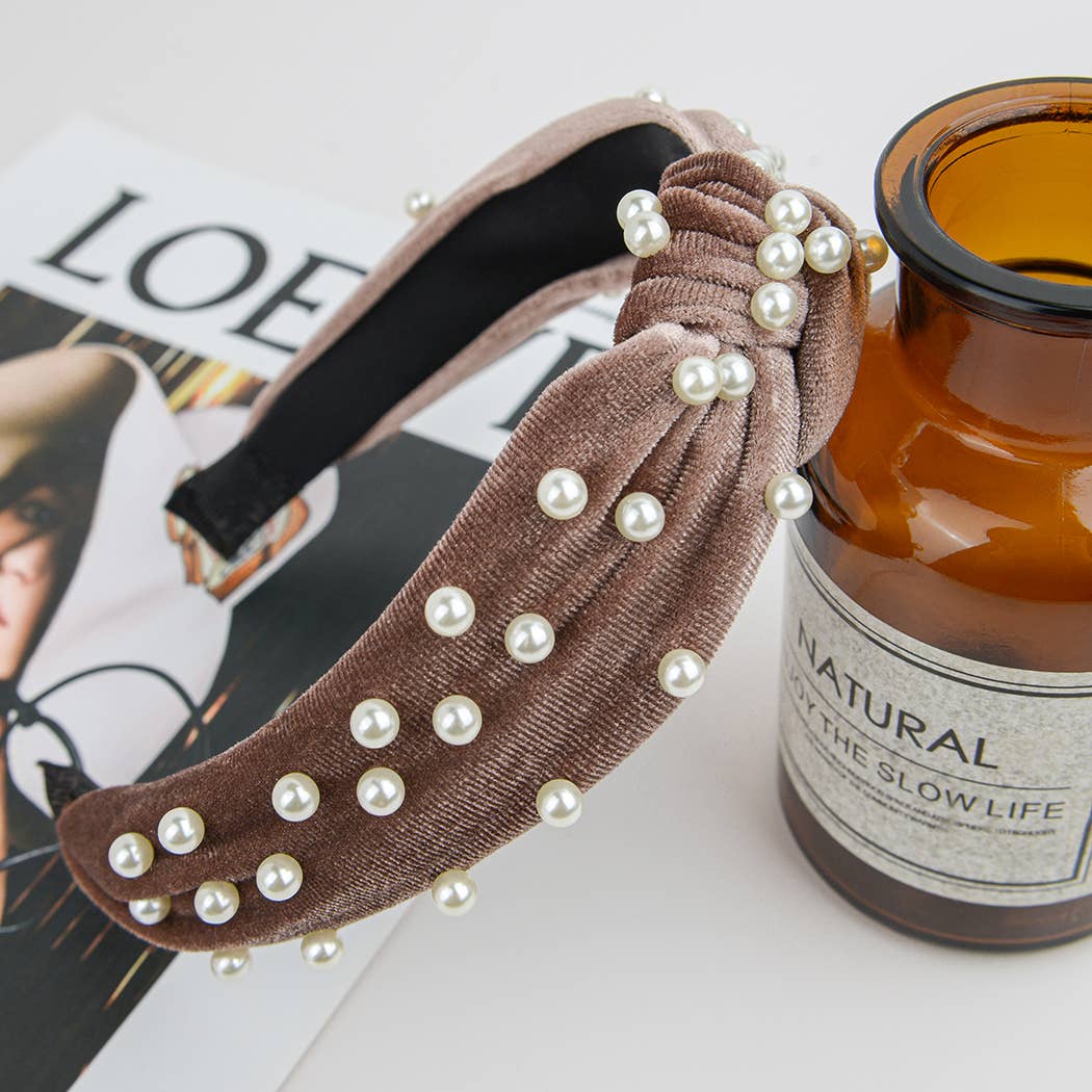 TheDivaSoap - Wholesale Fashion Headband - Women's - Flannel Embellished Knotted Beaded Pearl Headband4