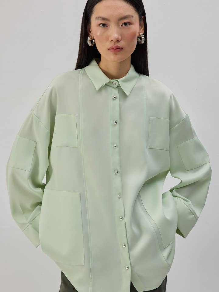 CAMICIA IN RASO OVERSIZE per la vendita all'ingrosso da parte di Touché Privé