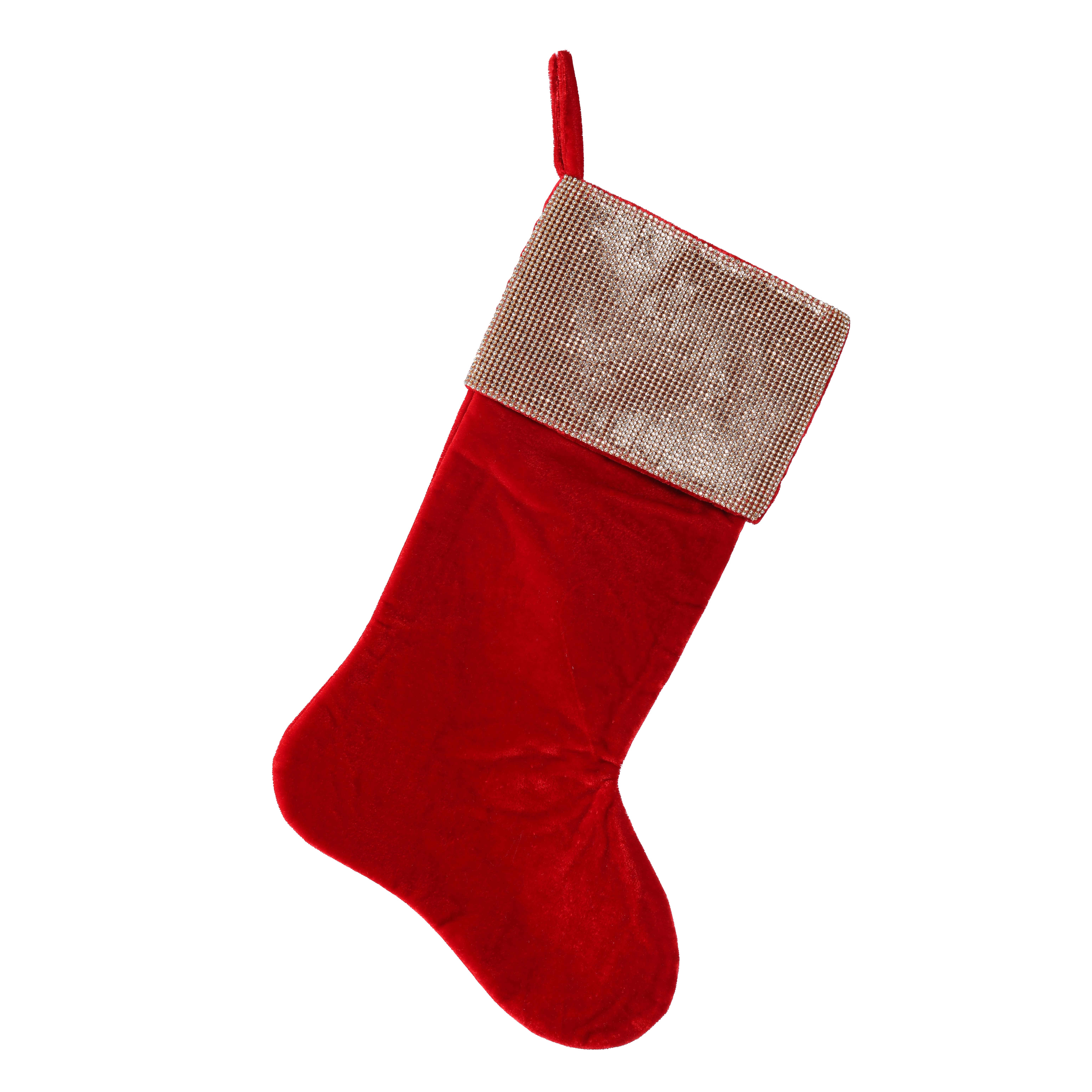 Vatican Homes - Vente Collants festifs - Bas de Noël en velours rouge bling de 20"1