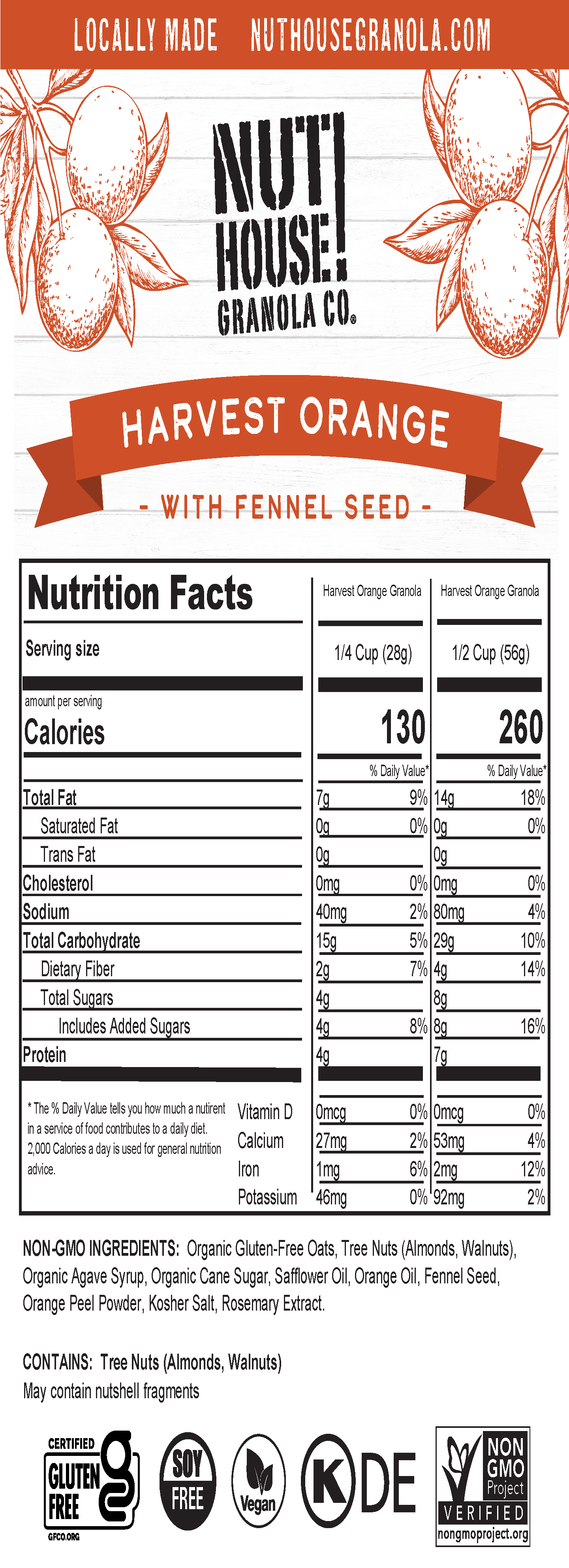 NutHouse! Granola Company - Wholesale Granola - Harvest Orange Granola, 6 x 12oz5