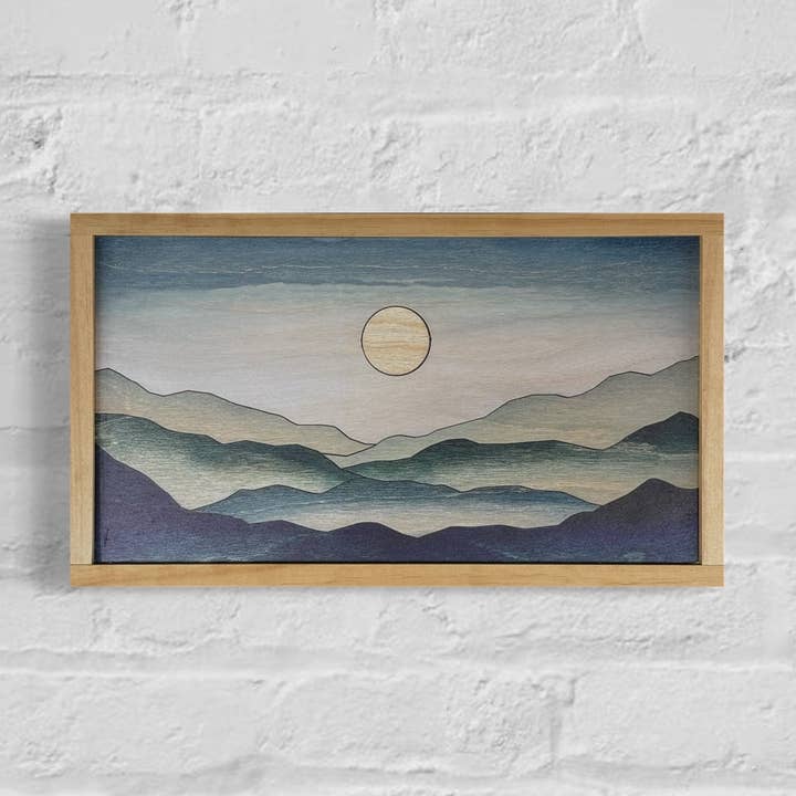 Handcrafted Wood Wall Art-14" Nature-Inspired Mountain Print for wholesale by Vintage Adventures