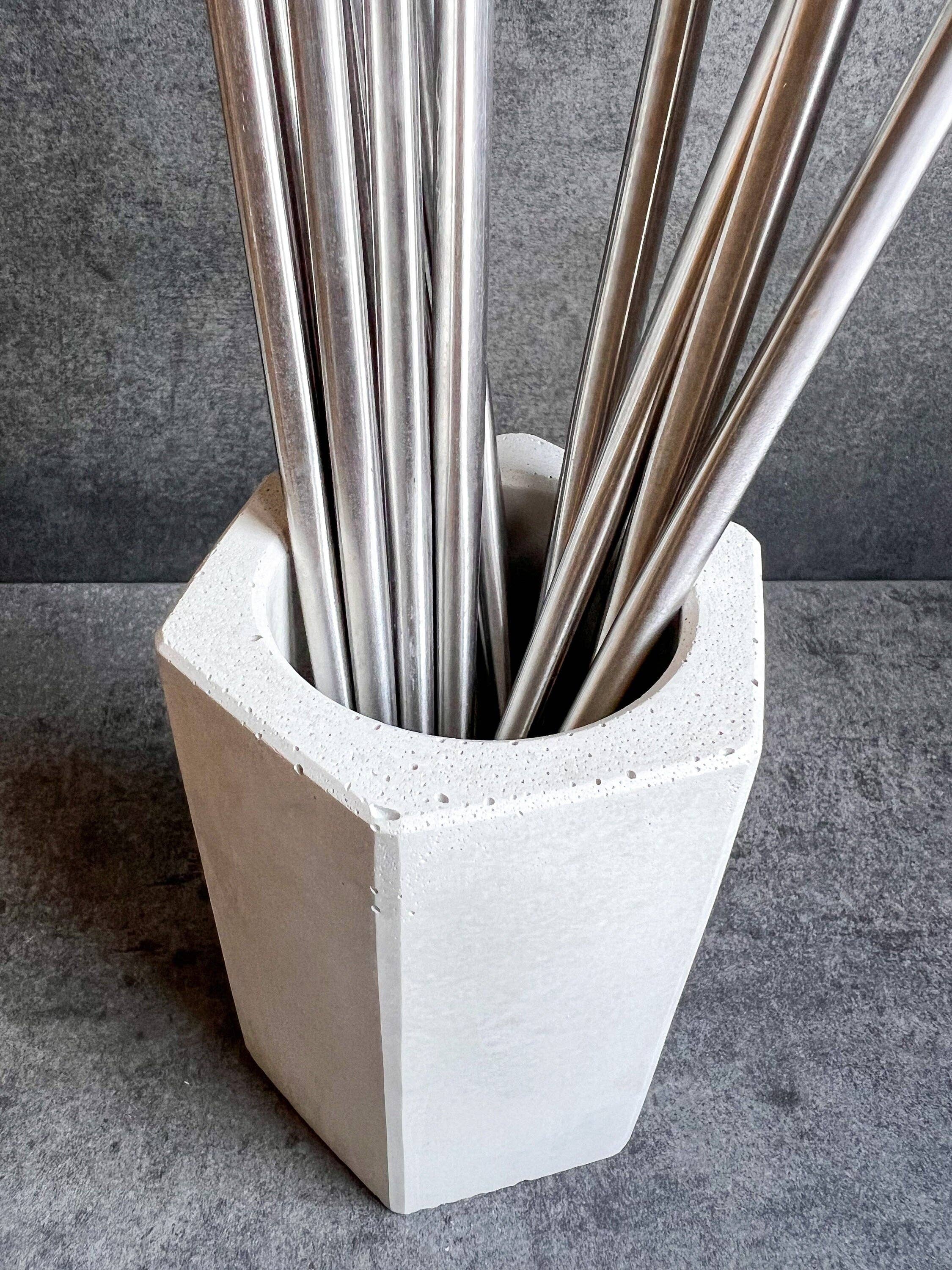 Minimal Loot Design - Wholesale Pen & pencil holder - Concrete Pen Holder, Cement Pencil Holder, Utensil Cup, Geometric Office Organization, Octogon Vessel, Industrial Decor, Toothbrush Holder4