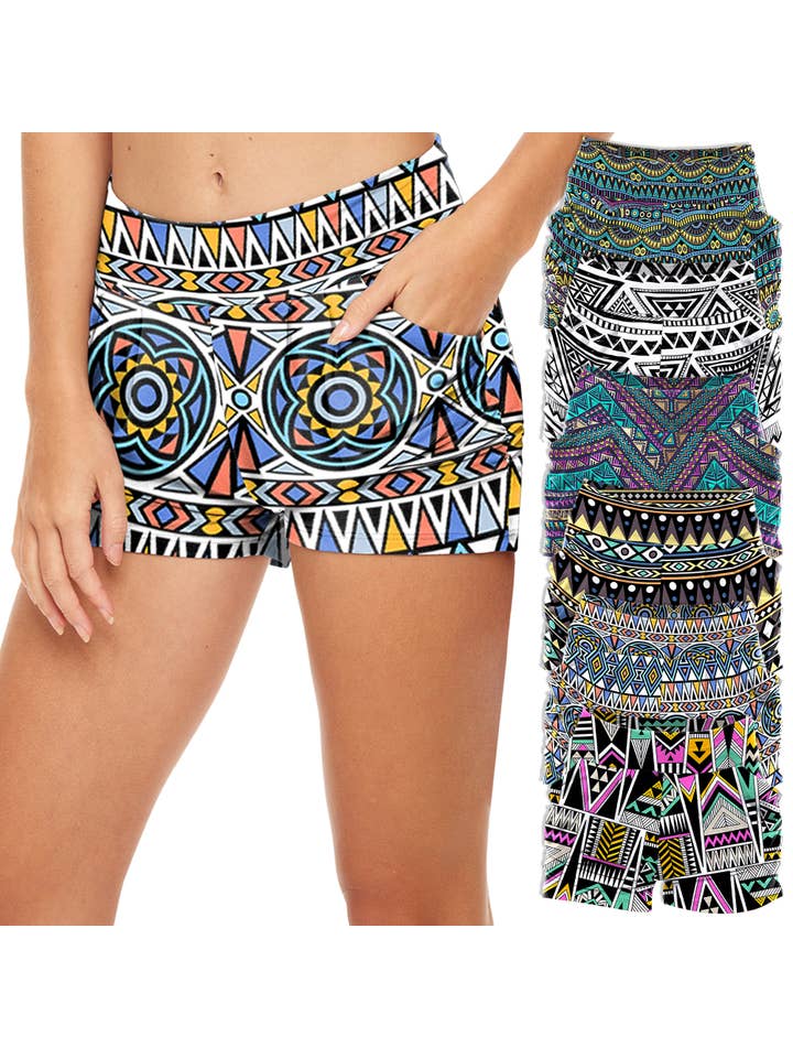 I-Wear Brands - Wholesale Shorts – Women’s - 6 Pack Women's High Waisted Harem Shorts with Pockets3