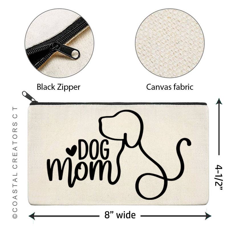Coastal Creators of Connecticut - Wholesale Pouch - Unisex - "Dog Mom" Multi-Use Canvas Bag for Dog Lovers1