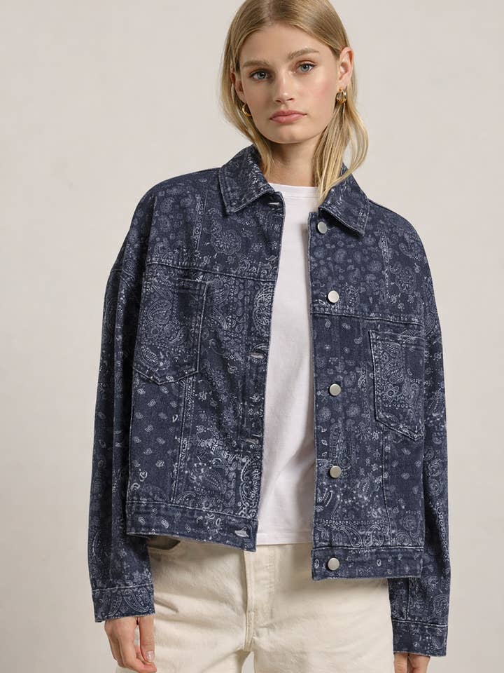 Veste à imprimé bandana lavé - RJ1111 pour la vente par RAISONNEL