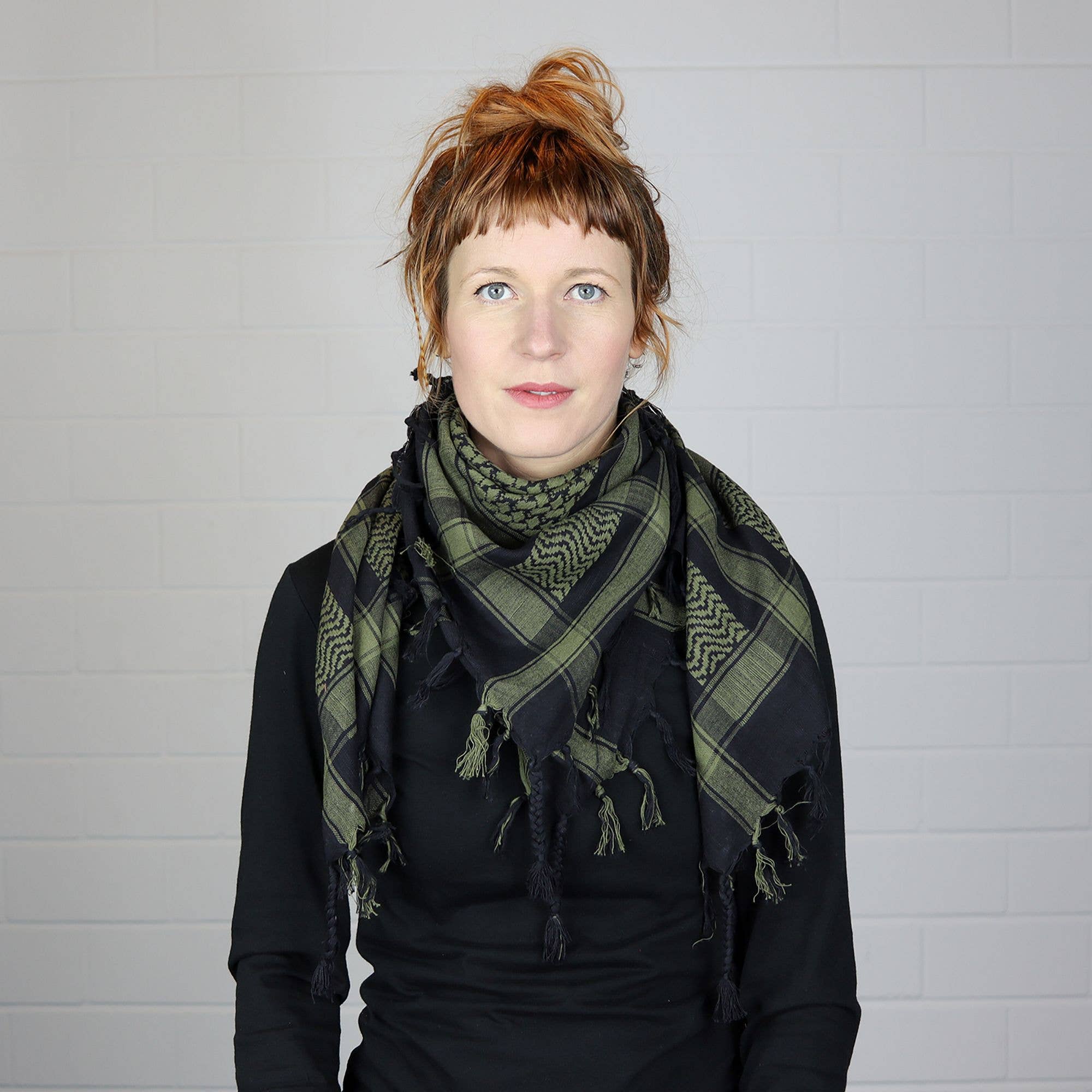 Tribal Trade GmbH – Großhandel Schal – Unisex – Palituch - Schwarz - Grün-Olivgrün - Kufiya PLO Tuch5