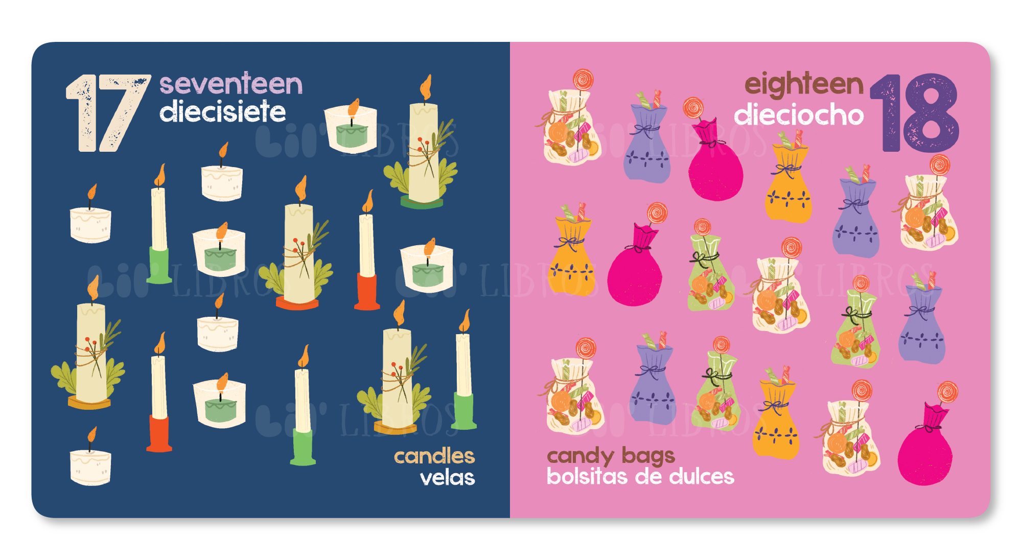 Lil' Libros ~ Bilingual Children's Books & Games - Wholesale Baby & Toddler Book (0-2) - Las Posadas: Numbers / Números (Bilingual: English/Spanish)2