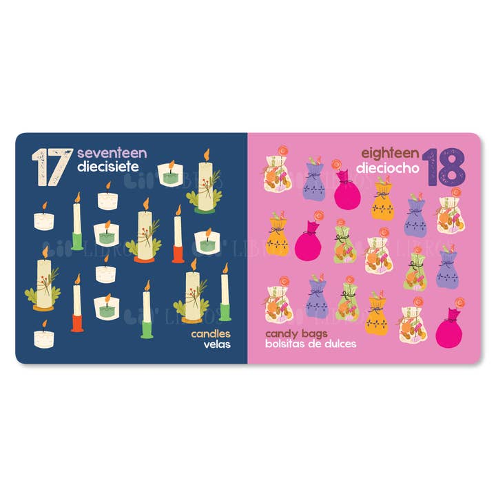 Lil' Libros ~ Bilingual Children's Books & Games - Wholesale Baby & Toddler Book (0-2) - Las Posadas: Numbers / Números (Bilingual: English/Spanish)2