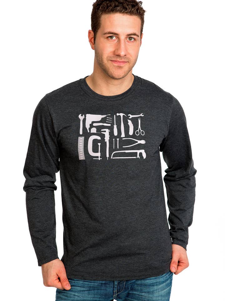Herrverktyg Långärmad T-shirt — Ekologisk bomull för wholesale av PLB Design