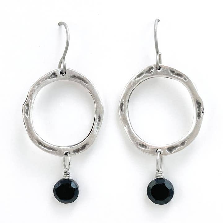 Black Spinal Artistic Drop Earrings for wholesale by Alison Kelley Designs