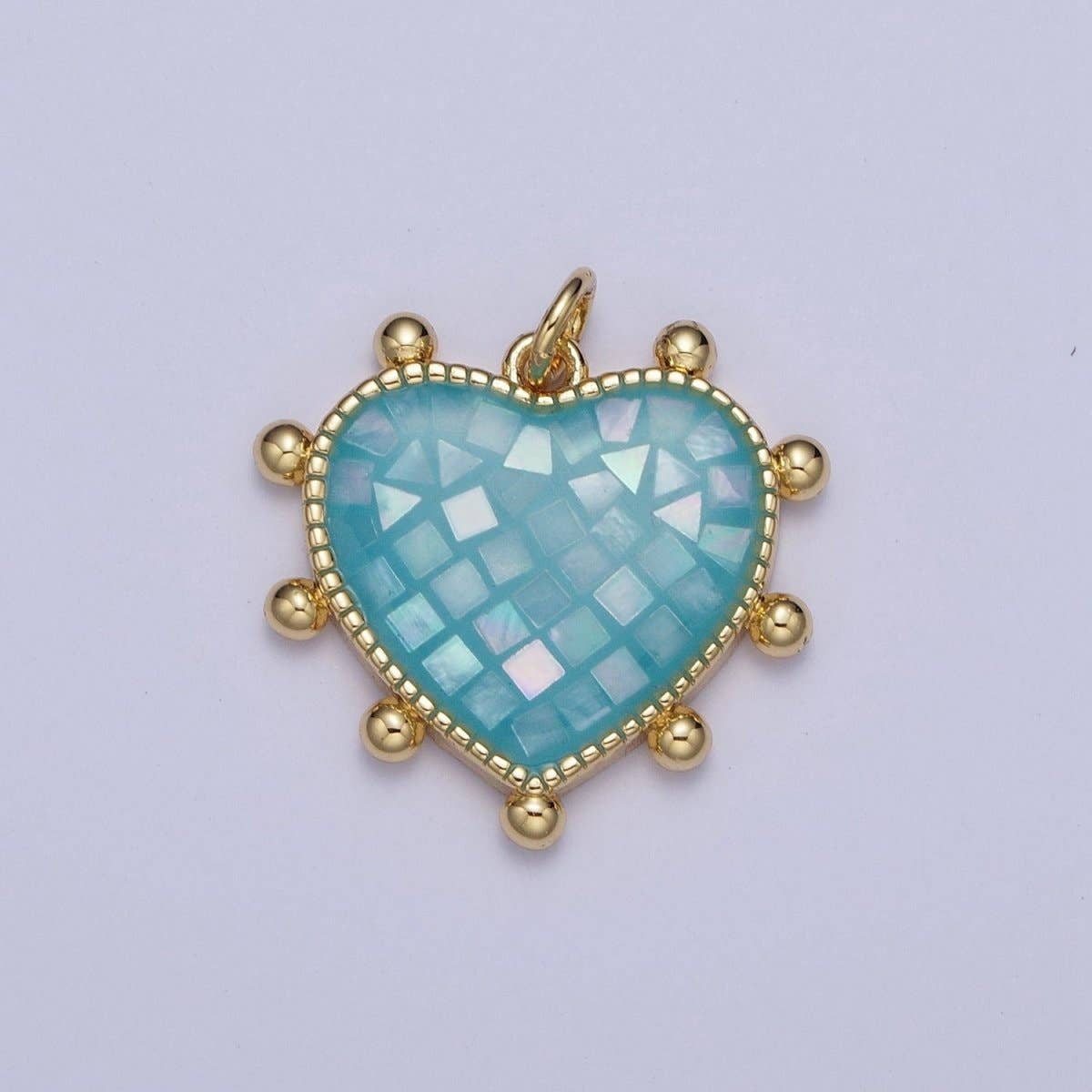 Aim Eternal - Wholesale Individual Charm/Pendant - Purple, White, Pink, Teal, Green, Blue Shell Opal Beaded Heart Love Charm For Jewelry Making AG062 - AG0673