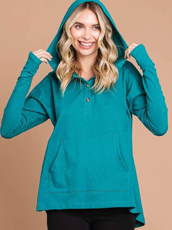 CFH1935L - OVERSIZEDE FLARE HØJ & LAV SØM HÆTTETRØJE TOP for engroshandel hos Culture Code