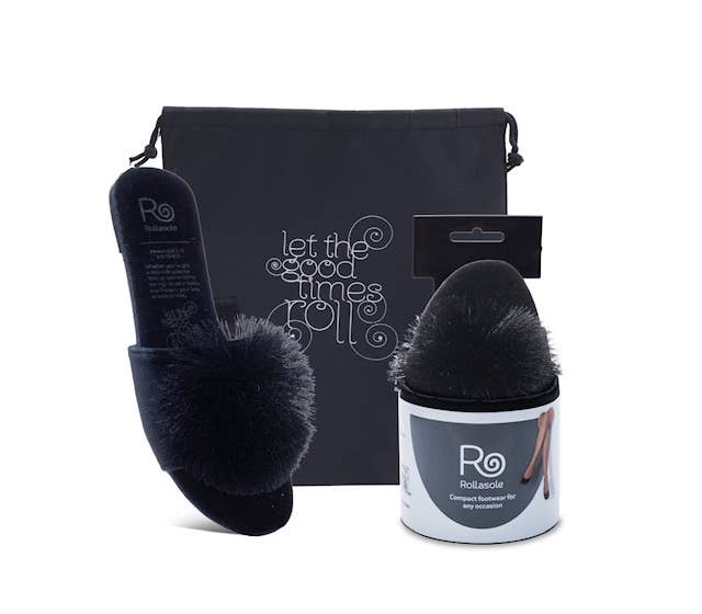 Rollasole - Vente Chaussons – femme - Chaussons Midnight avec pompon noir