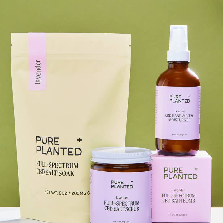 Pure + Planted CBD - Wholesale CBD Bath Salts & Soaps - Full Spectrum CBD Salt Soak - Lavender