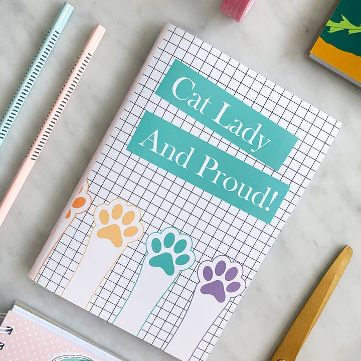 Caderno A5 com Linhas "Orgulhosa Senhora dos Gatos" por atacado de PAPERCROWN NI