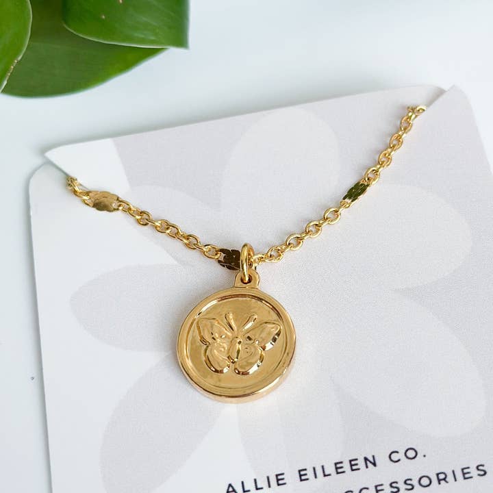 Medallion Butterfly Necklace for wholesale by Allie Eileen Co.