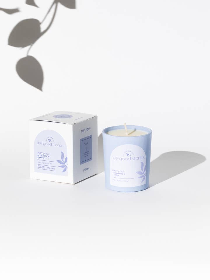 Inner Peace Affirmationskerze aus Sojawachs für den Großhandel von Feel Good Stories