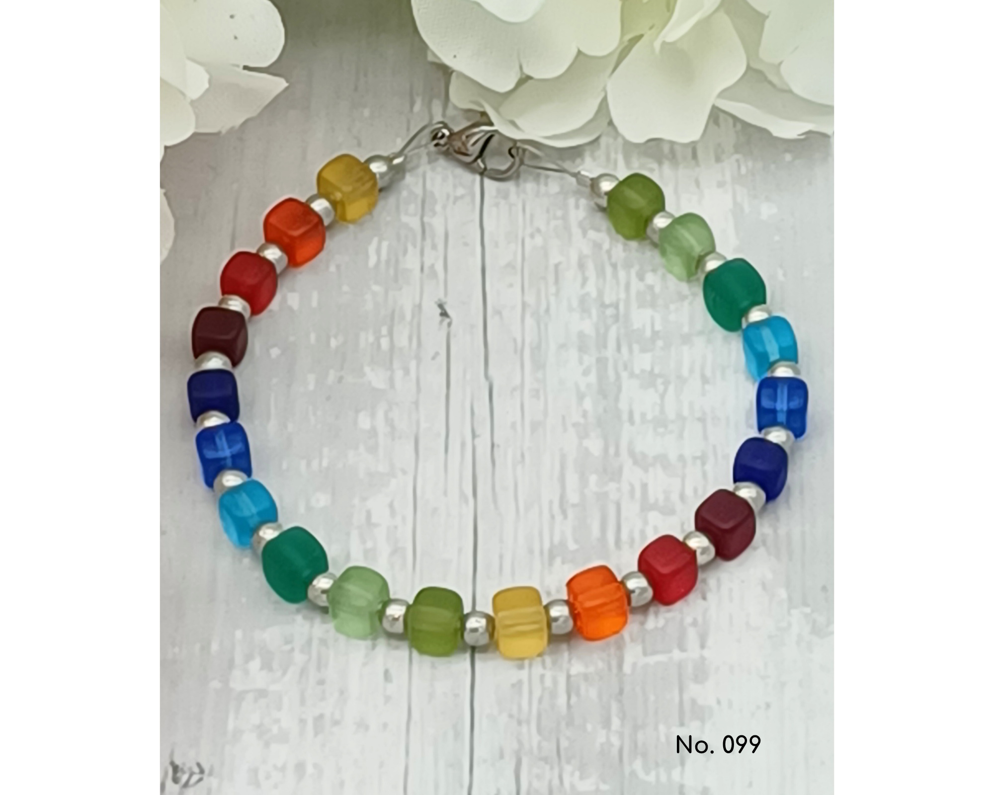 perleperle - Wholesale Beaded Bracelet - Bracelet glass beads, cube shape, Lillie2