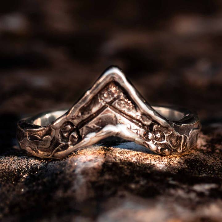 Anel de Batalha - Banda de Sombra em Prata Esterlina por atacado de Skolland Jewelry