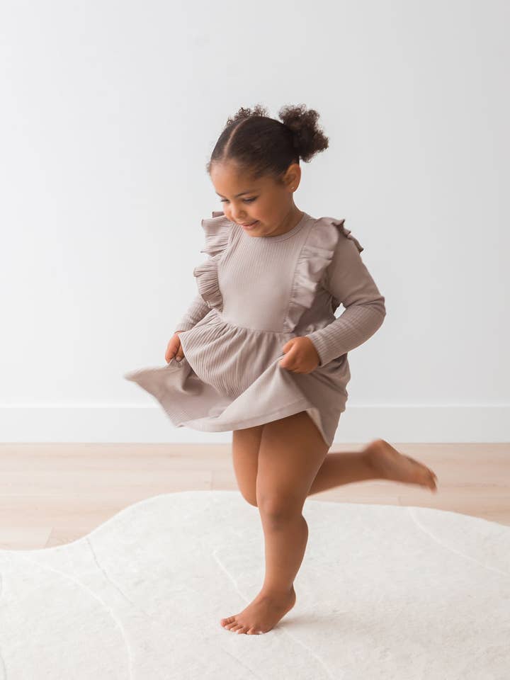 Mila & Co. - Wholesale Dress - Kids - Ribbed Flutter Dress | Mushroom6