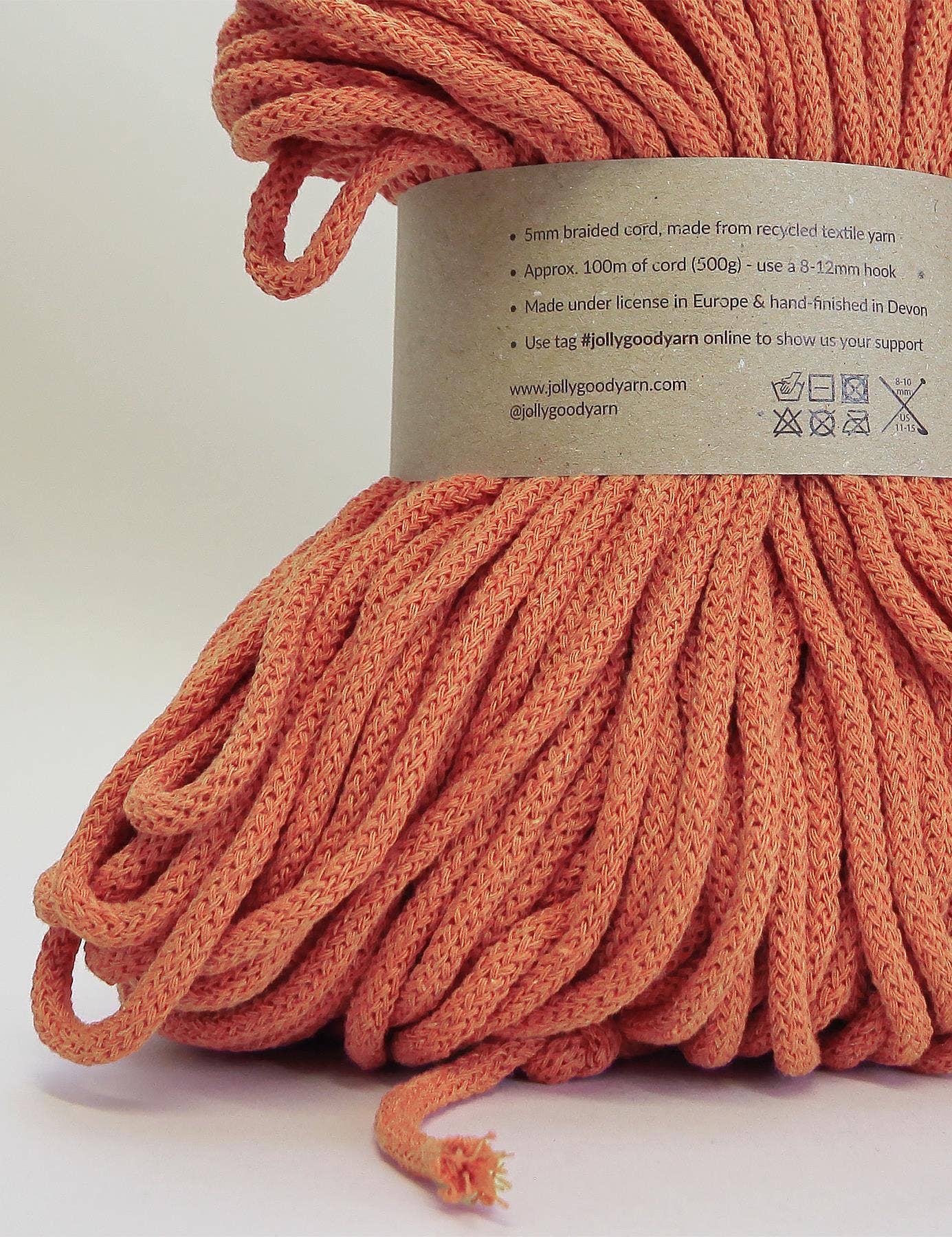 Jolly Good Yarn – wholesale Yarn – 5mm Thornbury Orange recycled cotton macrame cord (100m)1