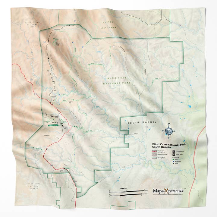 Wind Cave National Park Microfiber Map Bandana for wholesale by Map the Xperience