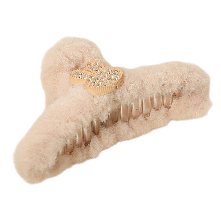 Sensibling Corp. - Wholesale Hair Clip - Women's - 12PCS - Bunny Accent Fuzzy Plush Fur Hair Claw Clips4