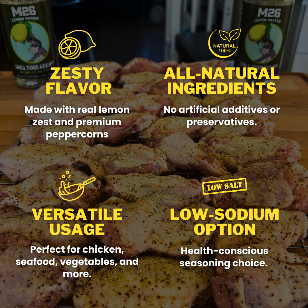 Grill Your Ass Off - Spices, Rubs, Seasonings, Sauces, Jerky - Wholesale Dried Spice Mix - M26 Lemon Pepper Seasoning – Bold Citrus & Pepper Blend2