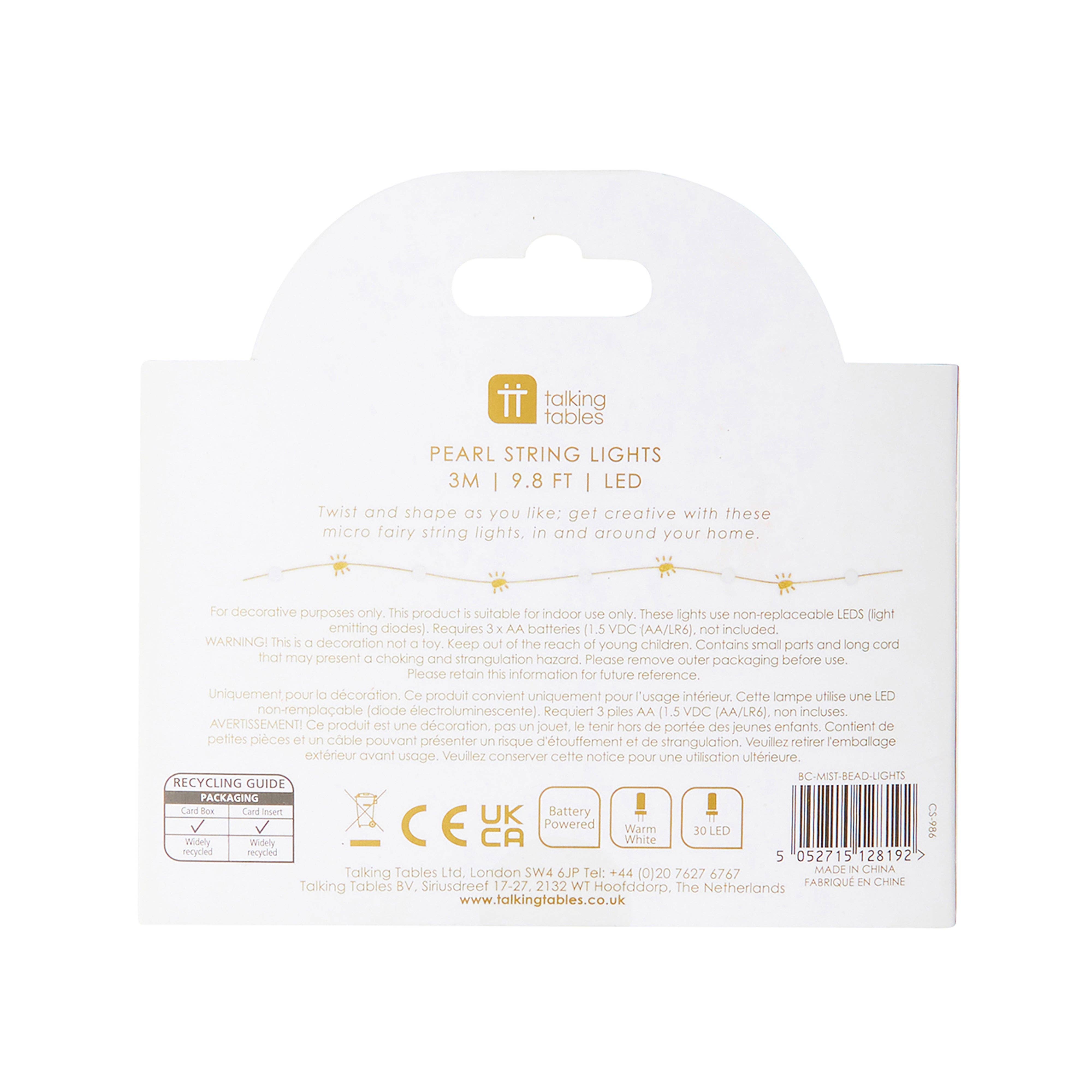 Talking Tables UK – wholesale String lights – Botanical Mistletoe Bead String Lights - 3m4