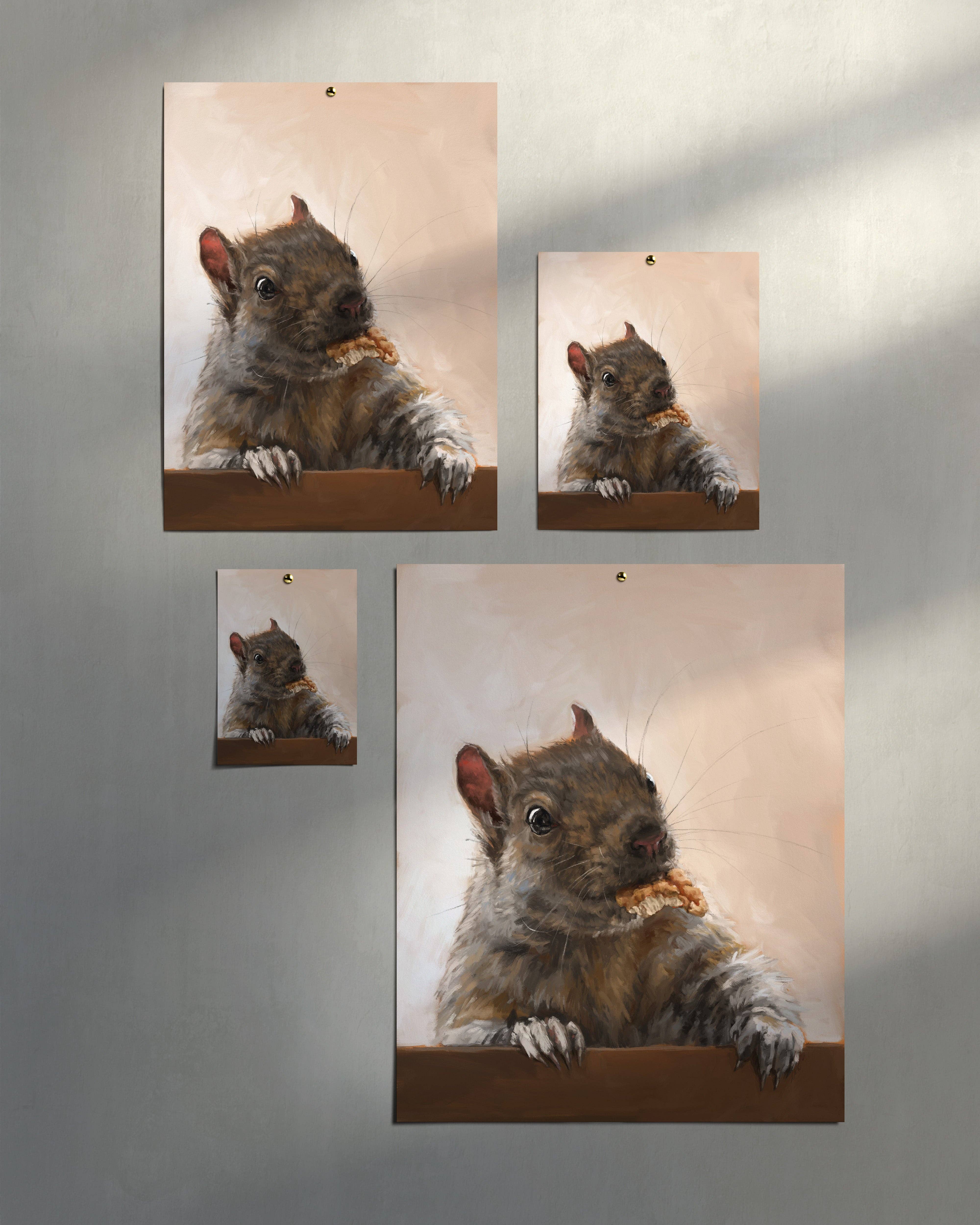 The Ugly Cat Studio - Wholesale Art Print - Grey Squirrel with a Walnut Fine Art Print28