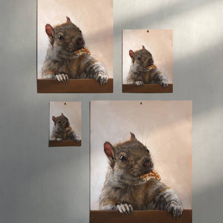The Ugly Cat Studio - Wholesale Art Print - Grey Squirrel with a Walnut Fine Art Print28