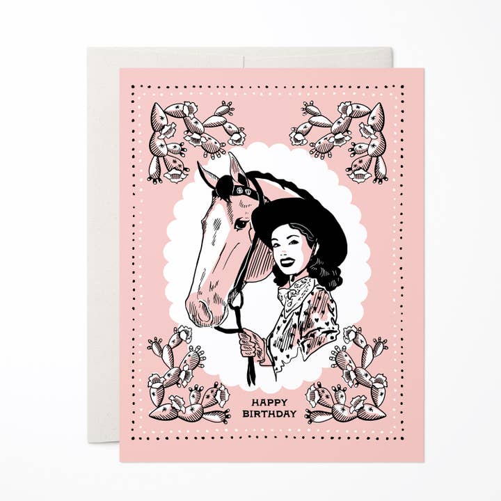 Antiquaria - Wholesale Birthday Card - Vintage Cowgirl Birthday