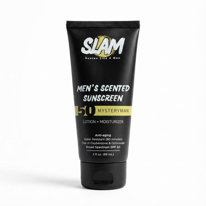 Men’s Scented Sunscreen Lotion - MysteryMan- lightweight for wholesale by Slam Lotion
