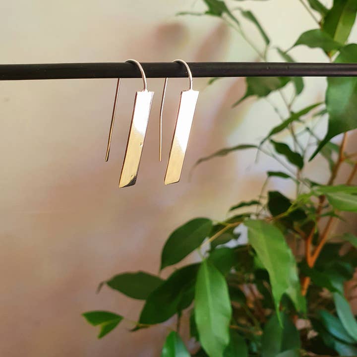 Kaali Boutique – wholesale Dangle earrings – Minimalist Geometric Bar Silver Pendant Drop Earrings / Chic Ethnic Boho Classic Bohemian Chic Gypsy Spiral Hippie Festival Tribal style1