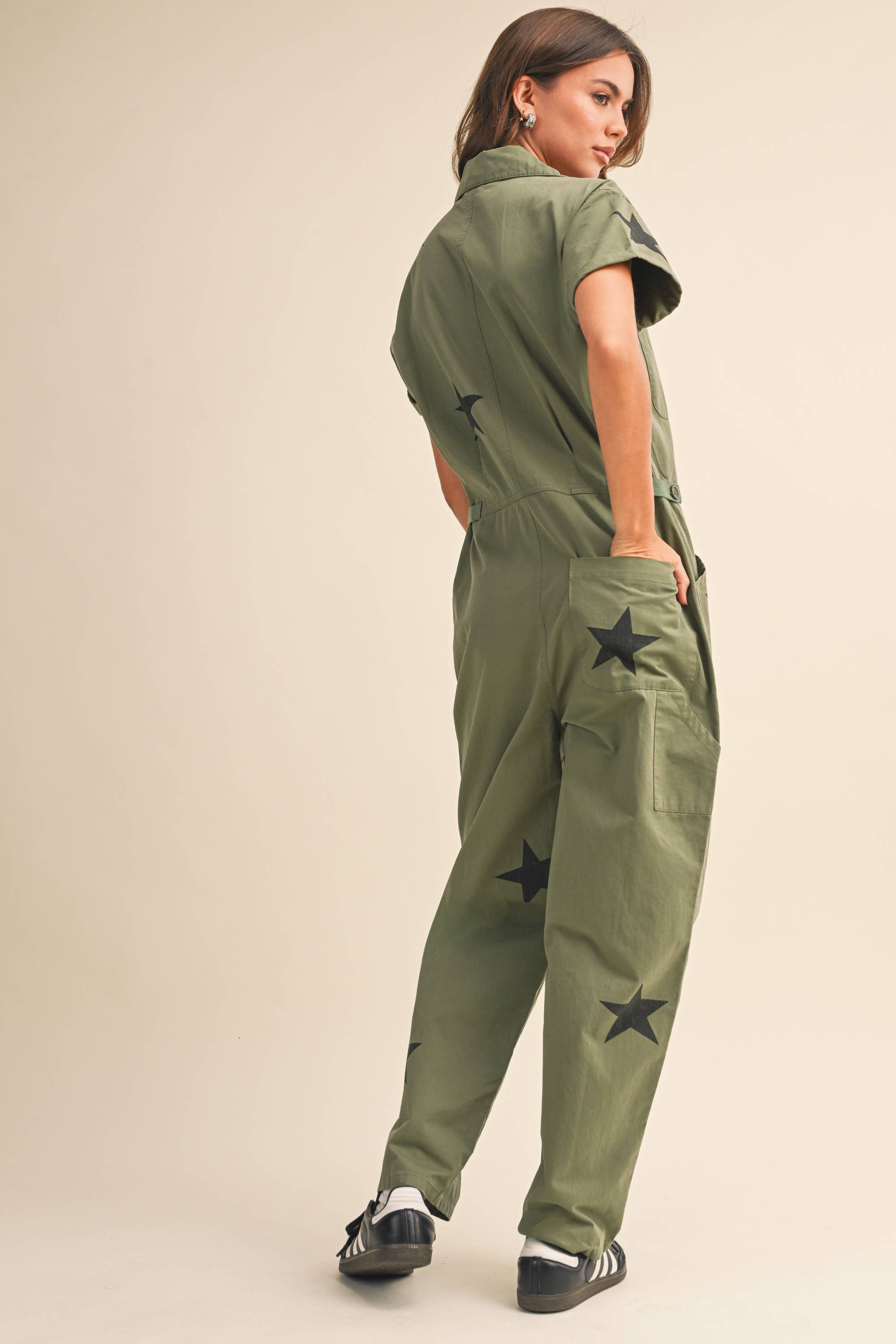 Klesis - Wholesale Jumpsuit - Women's - IJP3204 CONTRAST STAR PRINTED SHORT SLEEVE JUMPSUIT9