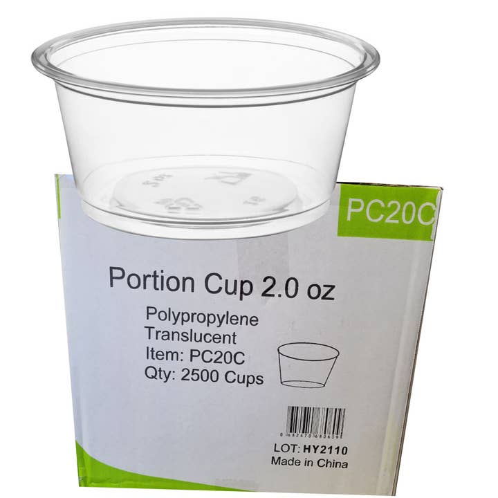 Tasse à portion en PP de 2 oz {2500 pièces/caisse} en vrac pour la vente par Label & Decore