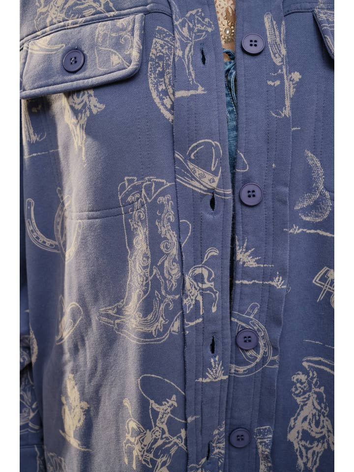 Blue B - Wholesale Shirt Jacket/Shacket - Women's - 37130J - All Over Western Long Sleeve Loose Fit Shacket8