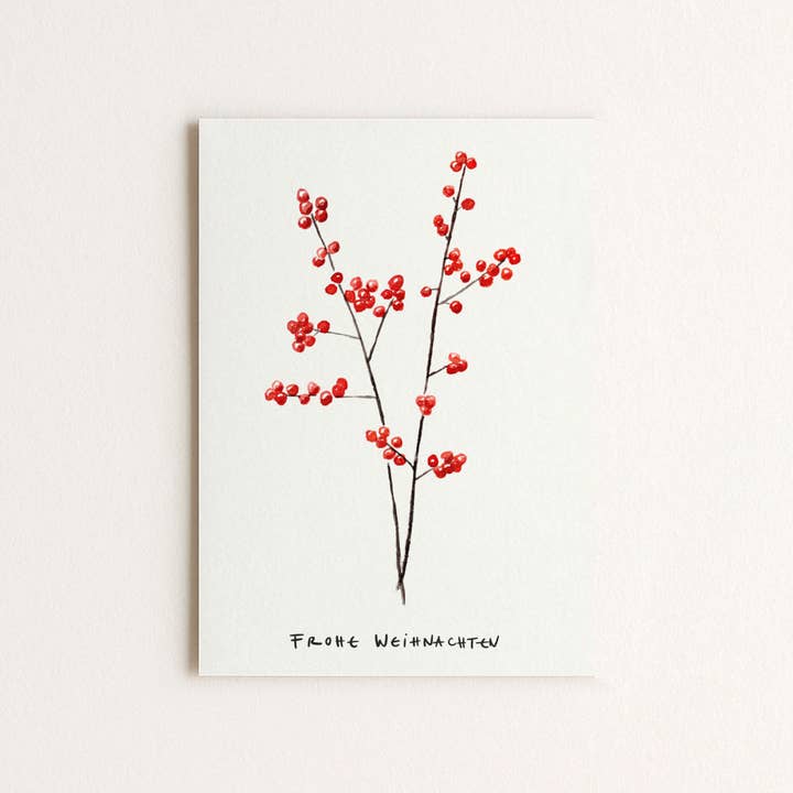 Cartolina di Natale agrifoglio per la vendita all'ingrosso da parte di atelier pio