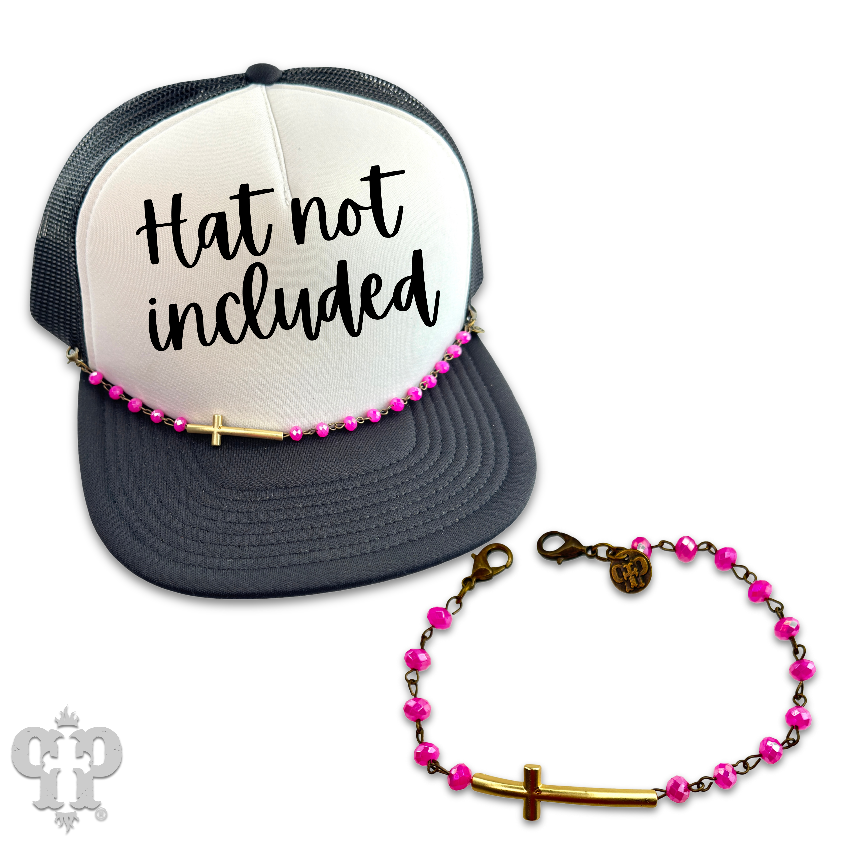 Pink Panache Brands - Wholesale Hat Accessory - Women's - Gold cross beaded trucker hat chain1
