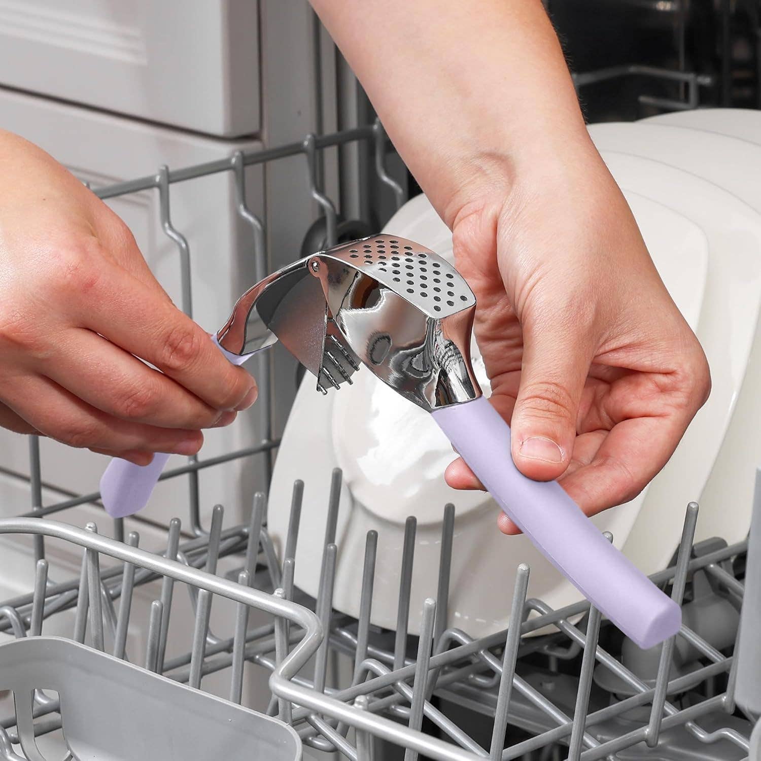 Zulay Kitchen - Wholesale Kitchen Tool/Gadget - Garlic Press Stainless Steel w/ Peeler and Brush1