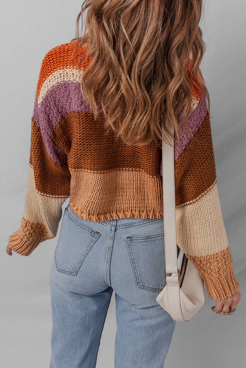 Multicolour  LDC Cropped Colorblock Knitted Sweater for wholesale on Faire1