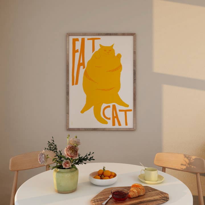 Fat Cat Art Print for wholesale by RM Decor Studio