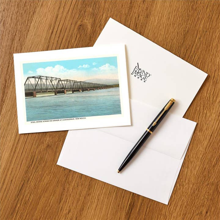 Found Image Press - Wholesale Stationery/Notecard Set - Greeting Card NM-135 Steel Bridge over Rio Grande, Albuquerq1