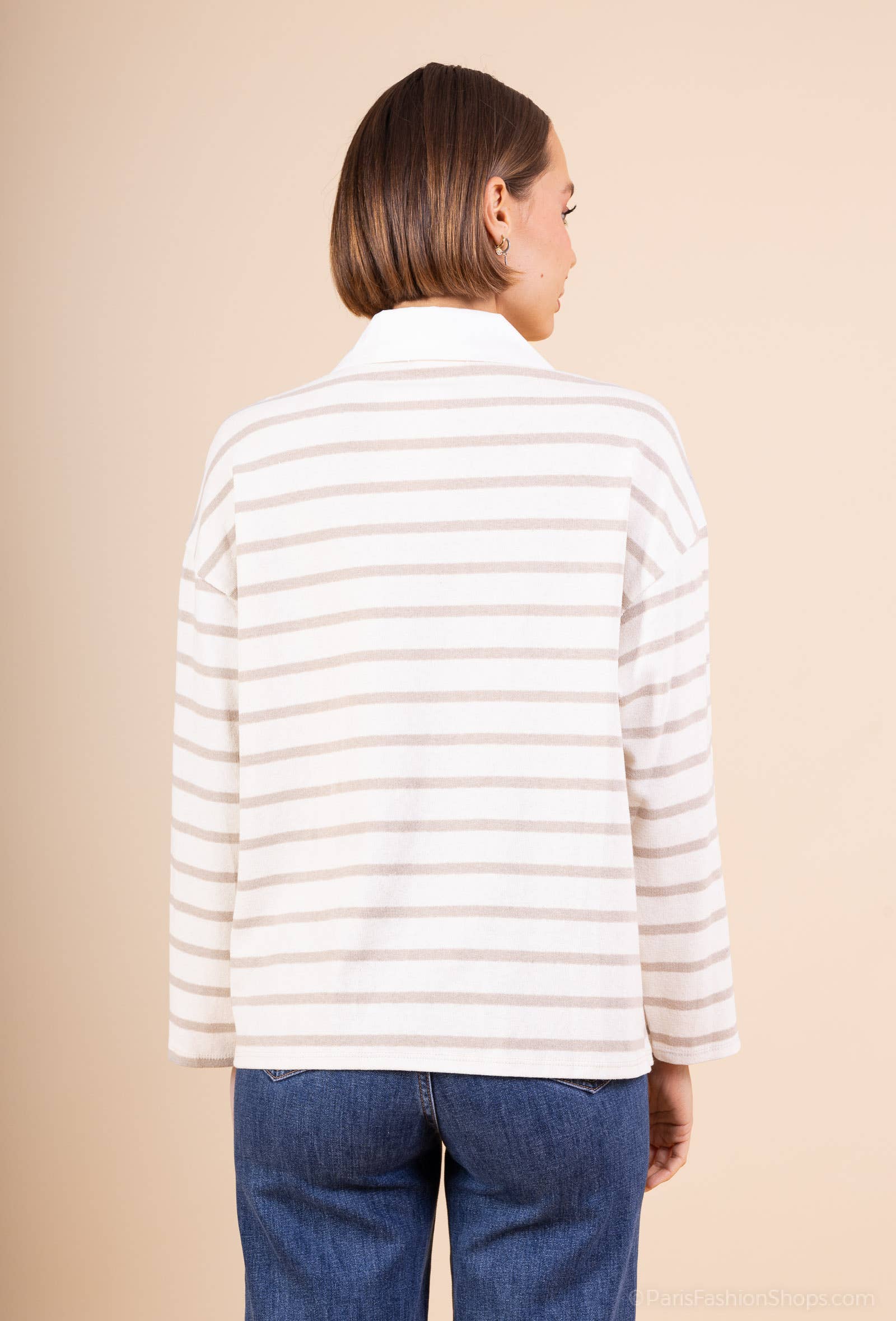 Pépouz' Paris - Vente Polo – femme - T-shirt rayé col chemise PP25158