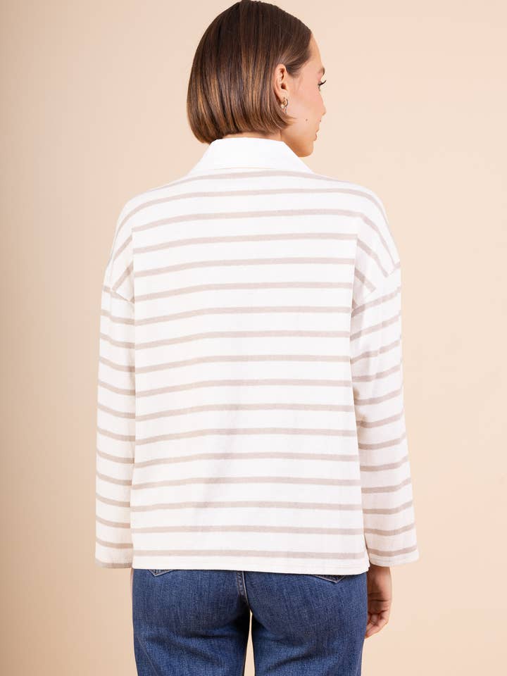 Pépouz' Paris - Wholesale Polo - Women's - Striped T-shirt with shirt collar PP251512