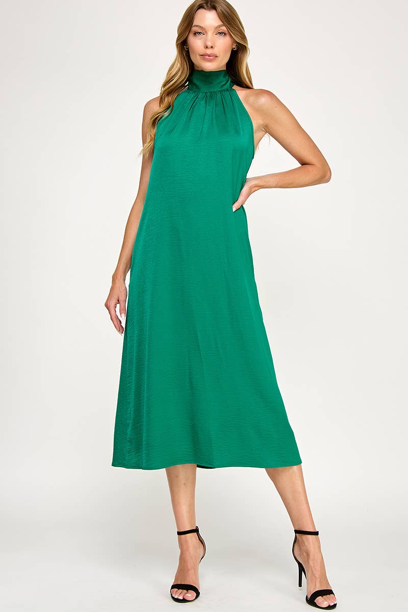 Peace Love Line - Vendita all'ingrosso Vestito - Donna - PL9156 - ABITO MIDI HALTER IN TESSUTO SOLIDO4